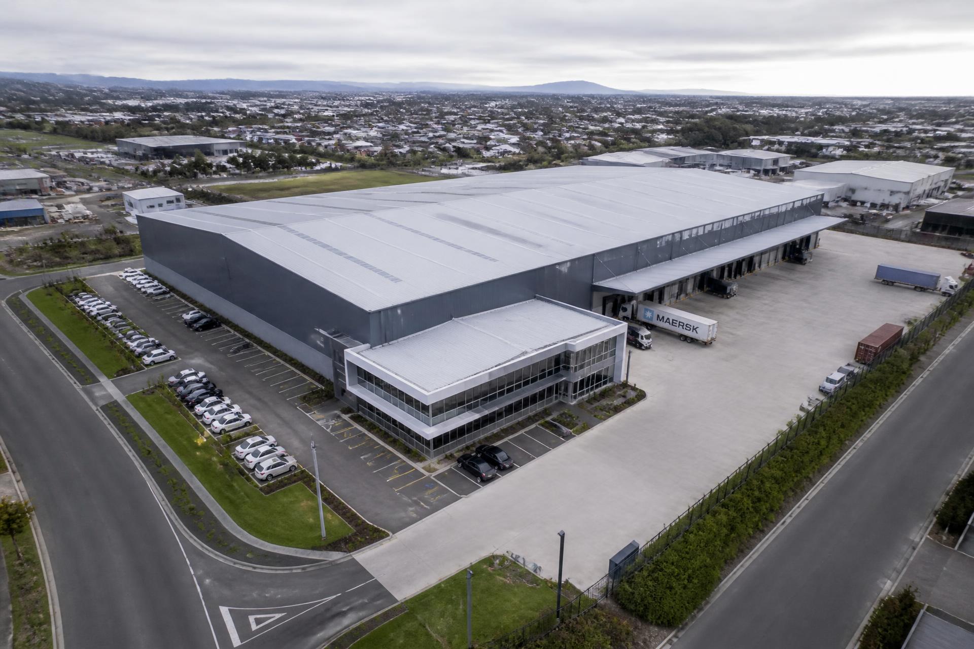 Aerial view of the commercial facility at 8 Aetna Place, Henderson, Auckland