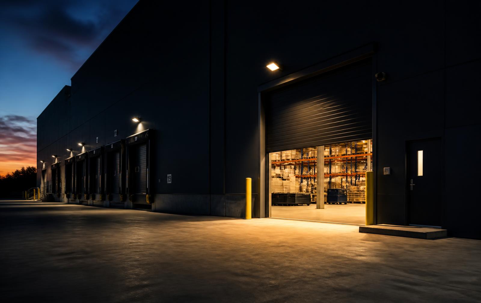 Loading dock at dusk